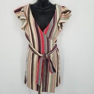 CASSIDY'S WORLD wrap dress tunic multi stripe S/M
